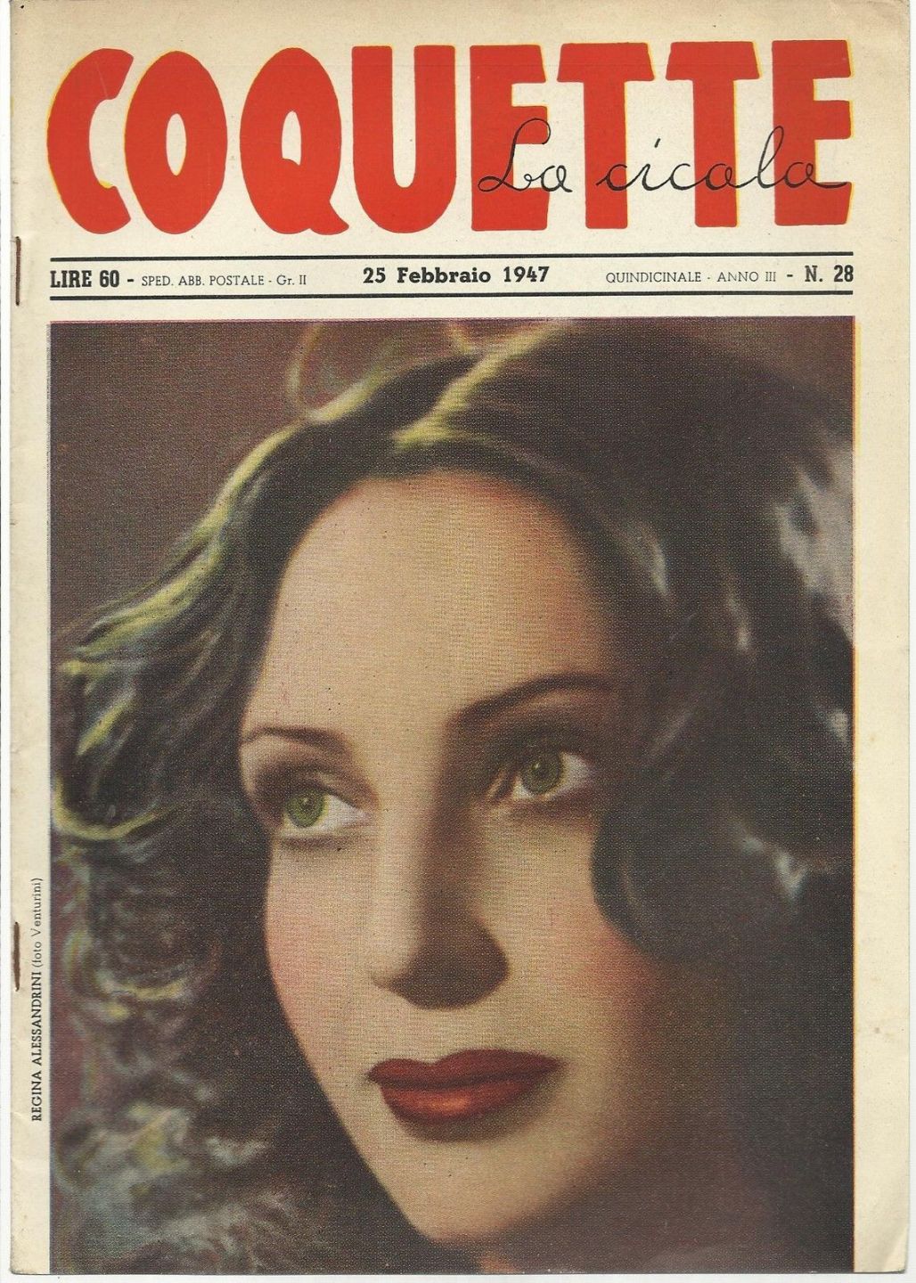 COQUETTE LA CICALA magazine side cover Issue 28 25 February 1947