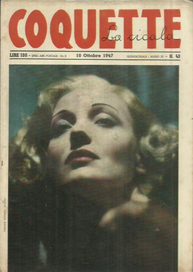 COQUETTE LA CICALA magazine side cover Issue 43 10 October 1947