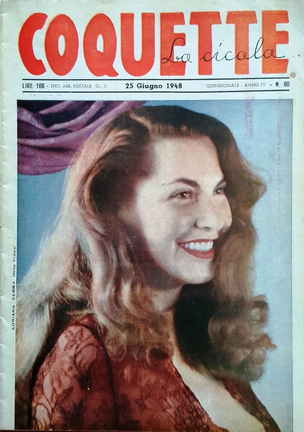 COQUETTE LA CICALA magazine side cover Issue 60 25 June 1948