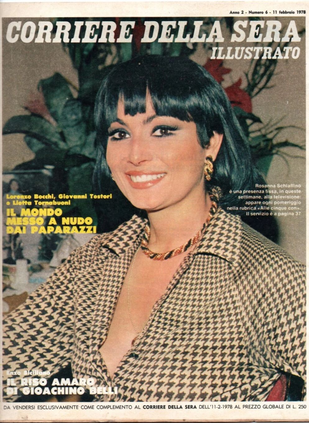 CORRIERE DELLA SERA ILLUSTRATO magazine side cover Issue 6 11 February 1978
