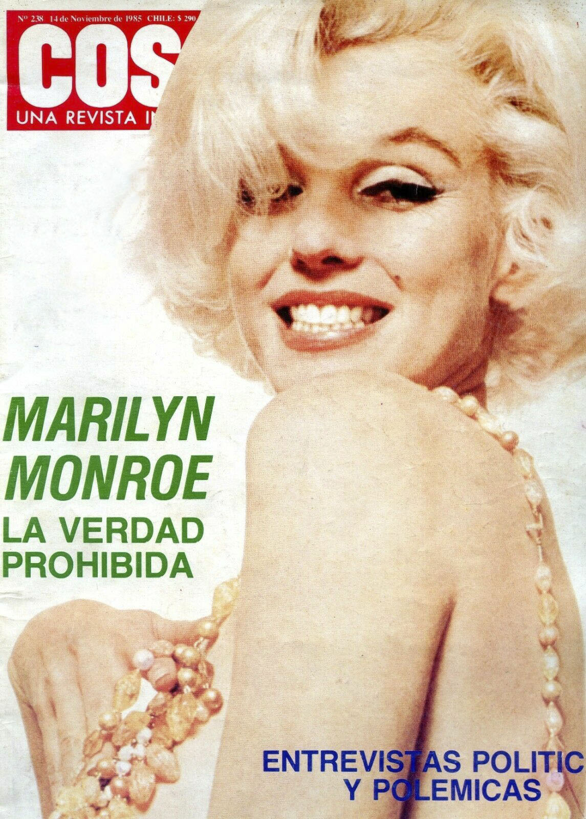 COSAS CHILE magazine side cover Issue 238 14 November 1985