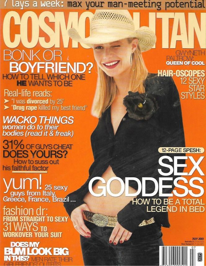 COSMOPOLITAN AUSTRALIA magazine side cover  July 2001