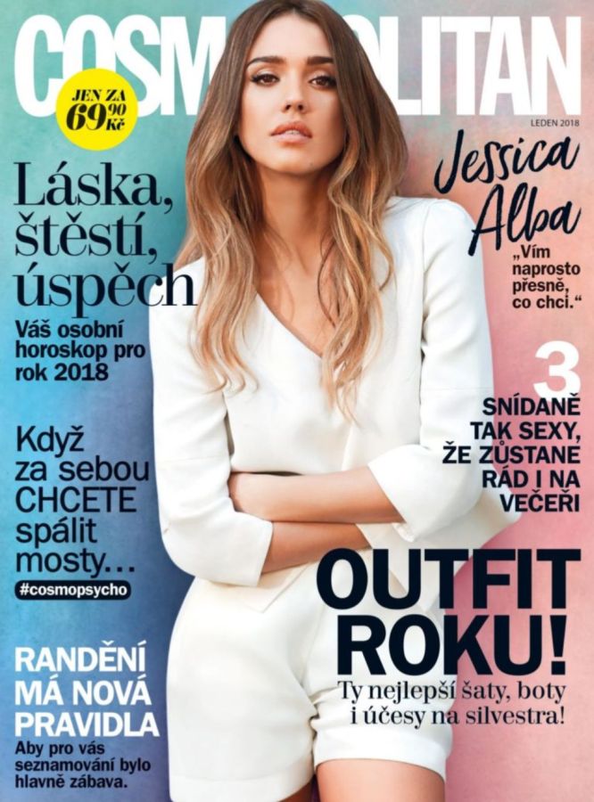 COSMOPOLITAN CZECH magazine side cover  January 2018