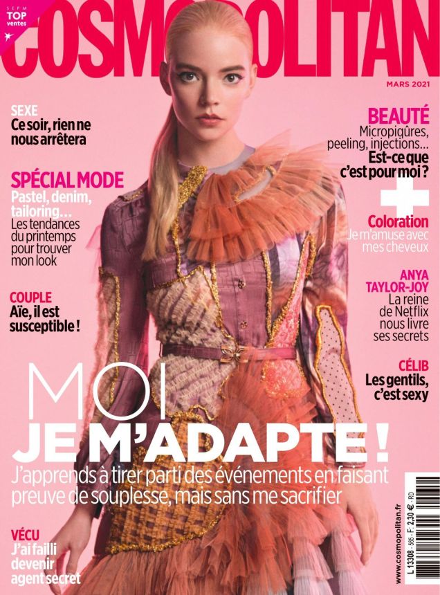 COSMOPOLITAN FRANCE magazine side cover  March 2021