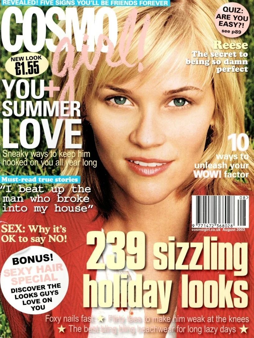 COSMO GIRL UK magazine side cover  August 2003