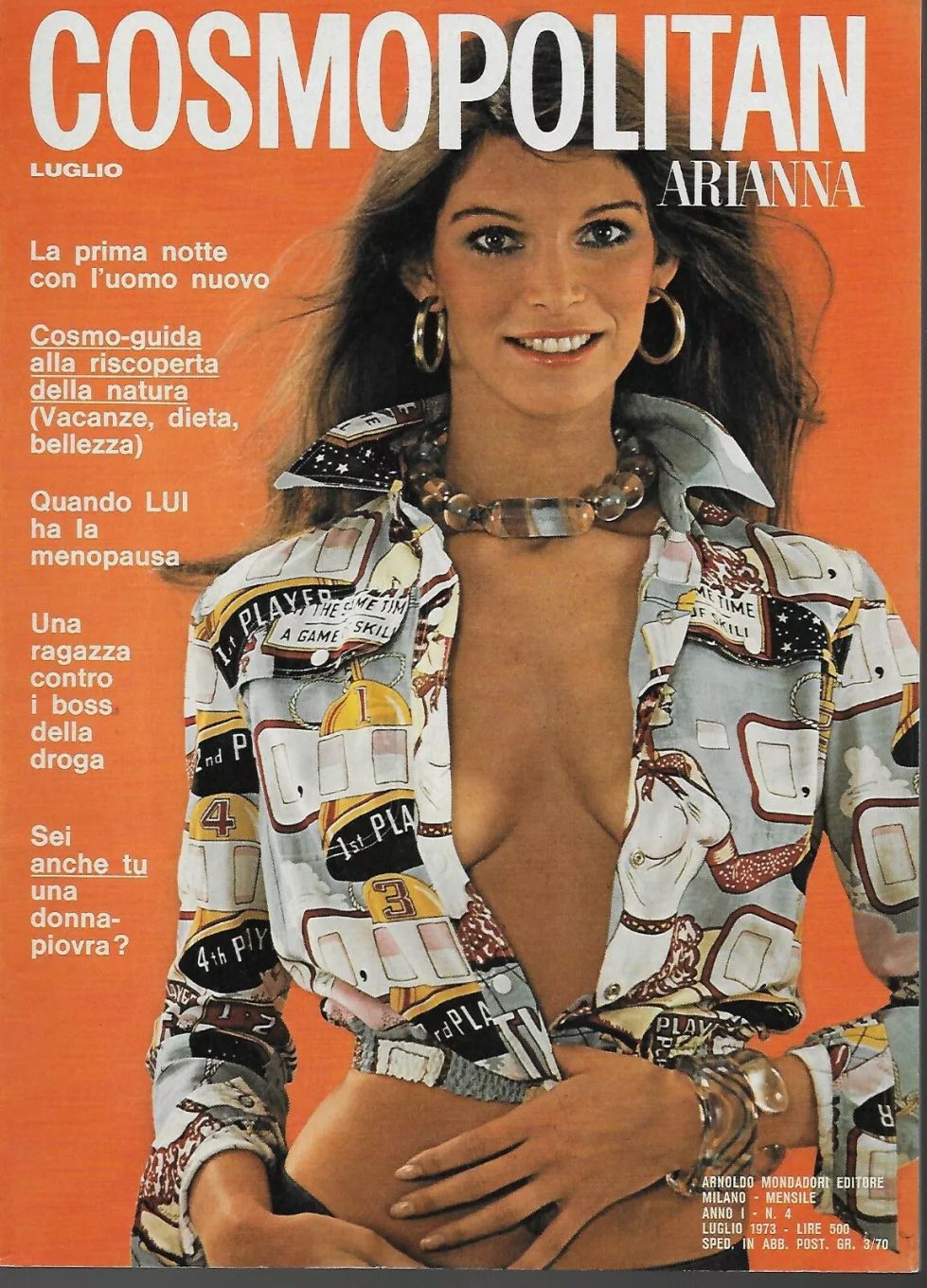 COSMOPOLITAN ITALY magazine side cover Issue 4  July 1973