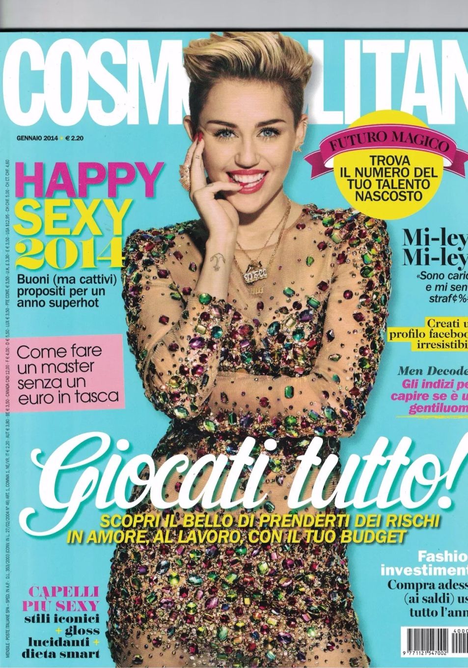 COSMOPOLITAN ITALY magazine side cover  January 2014