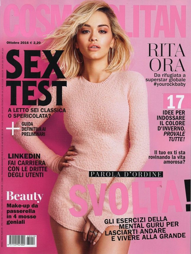 COSMOPOLITAN ITALY magazine side cover  October 2016