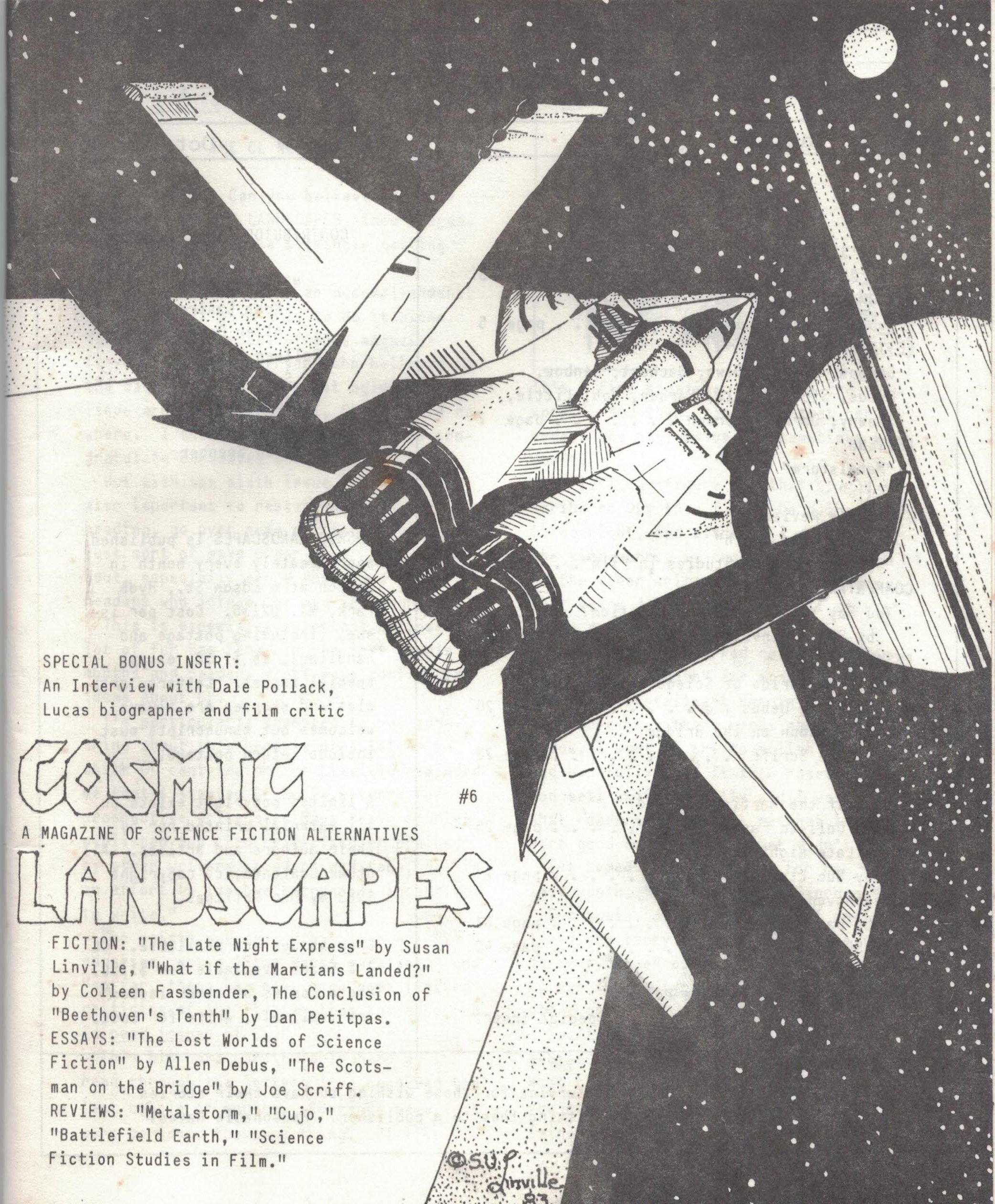 COSMIC LANDSCAPES magazine side cover Issue 6  Vol 1 No  6  October 1983