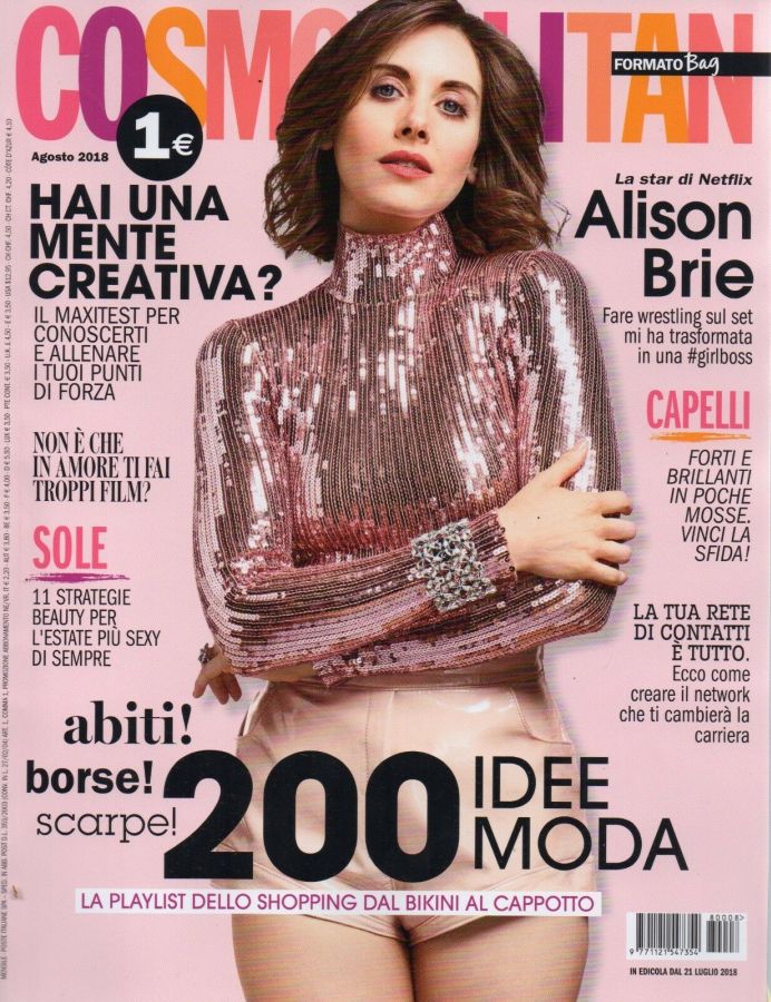 COSMOPOLITAN ITALY magazine side cover  August 2018