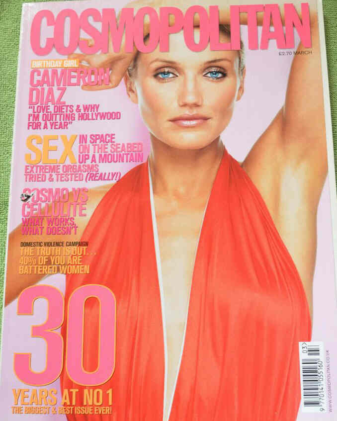 COSMOPOLITAN UK magazine side cover  March 2002