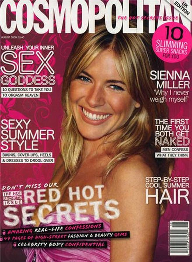 COSMOPOLITAN UK magazine side cover  August 2009