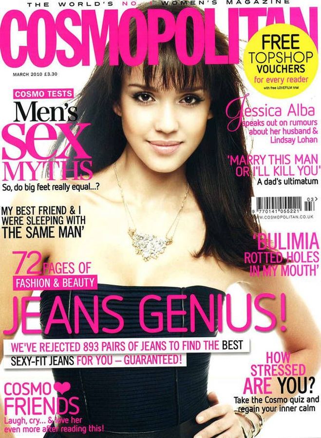COSMOPOLITAN UK magazine side cover  March 2010
