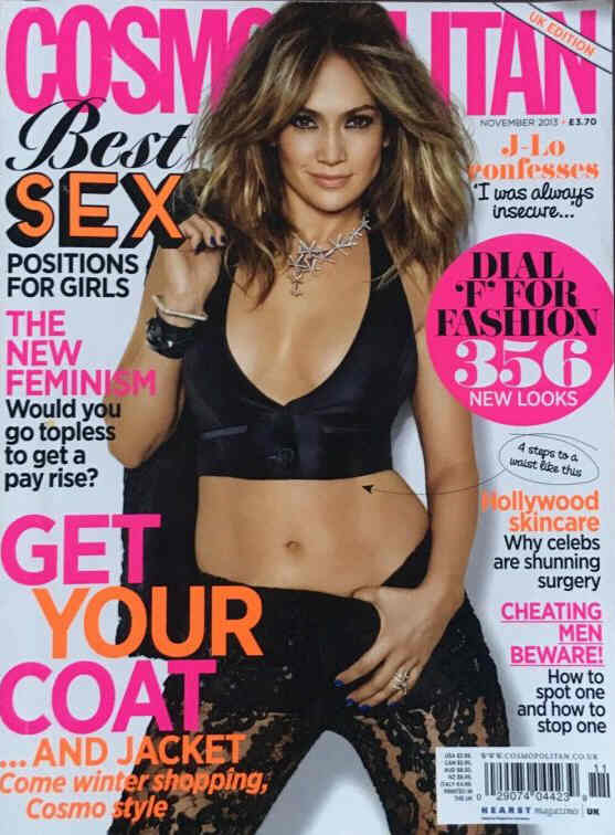 COSMOPOLITAN UK magazine side cover  November 2013