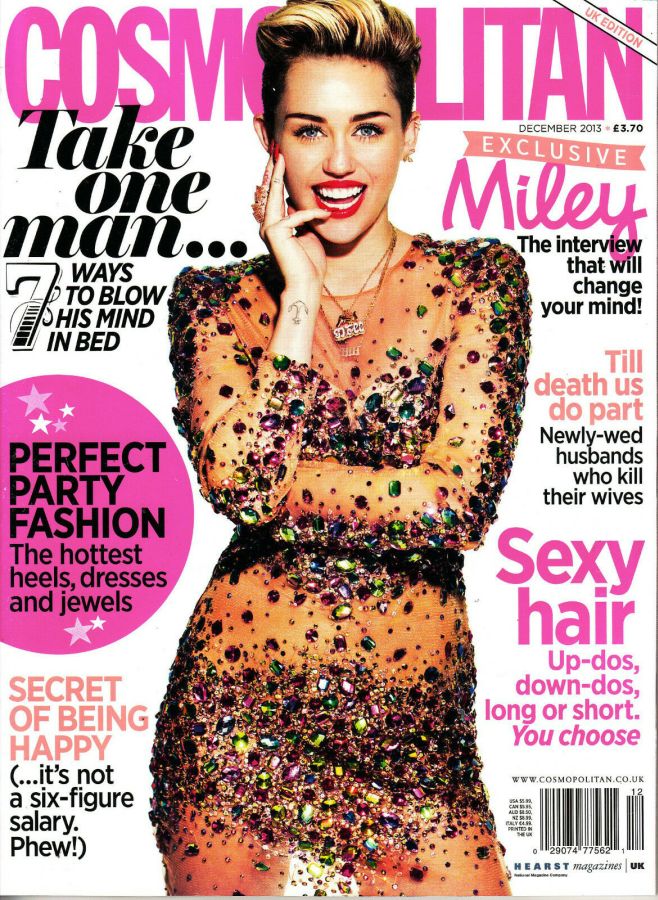 COSMOPOLITAN UK magazine side cover  December 2013