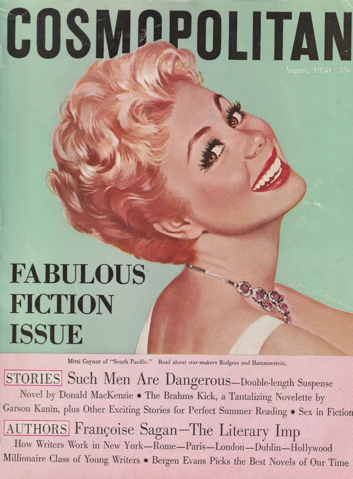 COSMOPOLITAN USA magazine side cover  August 1958
