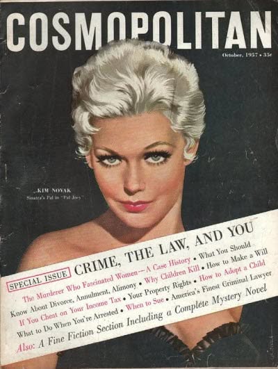 COSMOPOLITAN USA magazine side cover  October 1957