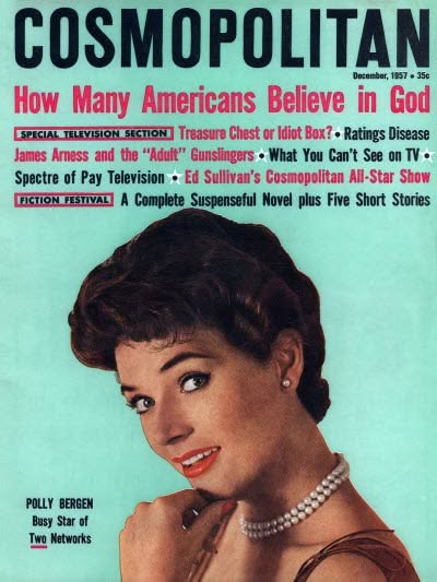 COSMOPOLITAN USA magazine side cover  December 1957
