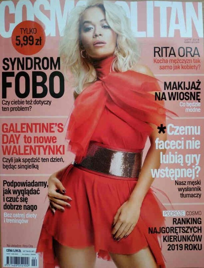 COSMOPOLITAN POLAND magazine side cover  February 2019