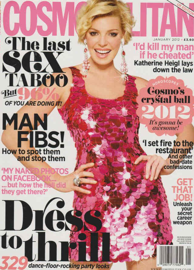 COSMOPOLITAN UK magazine side cover  January 2012