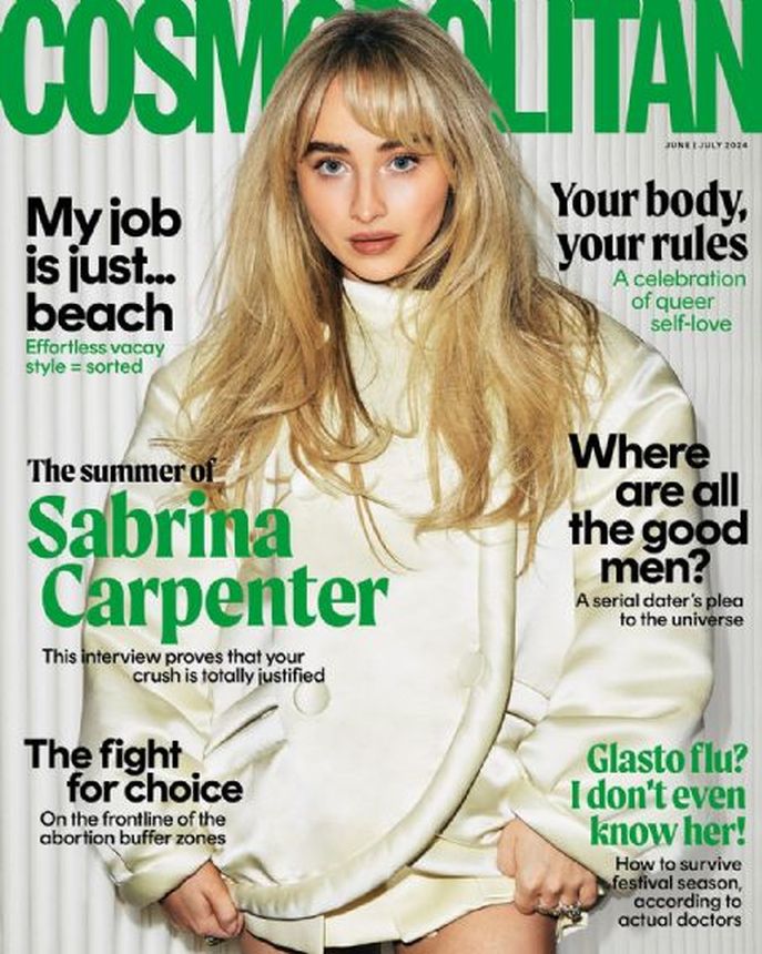 COSMOPOLITAN UK magazine side cover  June/July 2024