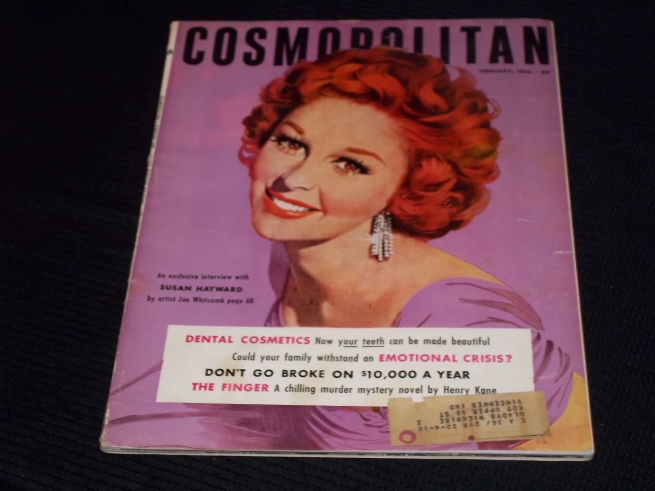 COSMOPOLITAN USA magazine side cover  February 1956