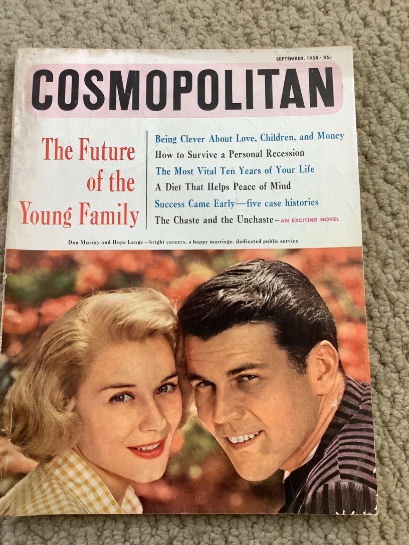 COSMOPOLITAN USA magazine side cover  September 1958