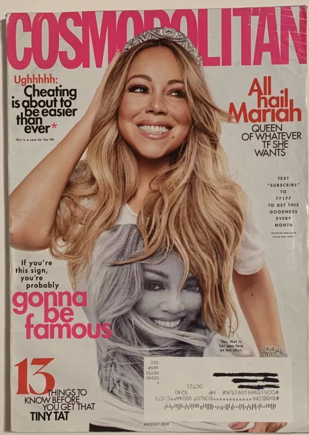 COSMOPOLITAN USA magazine side cover  August 2019