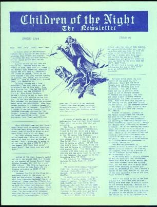 CHILDREN OF THE NIGHT magazine side cover  Newsletter # 1  
