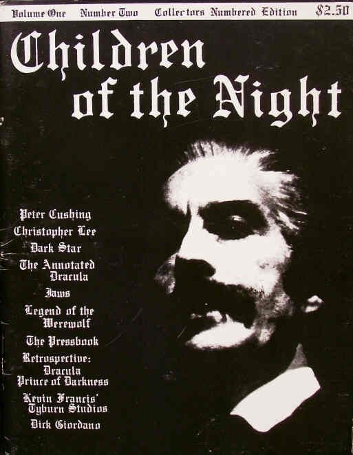 CHILDREN OF THE NIGHT magazine side cover Issue 2  1975