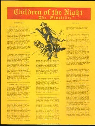 CHILDREN OF THE NIGHT magazine side cover  Newsletter # 2  