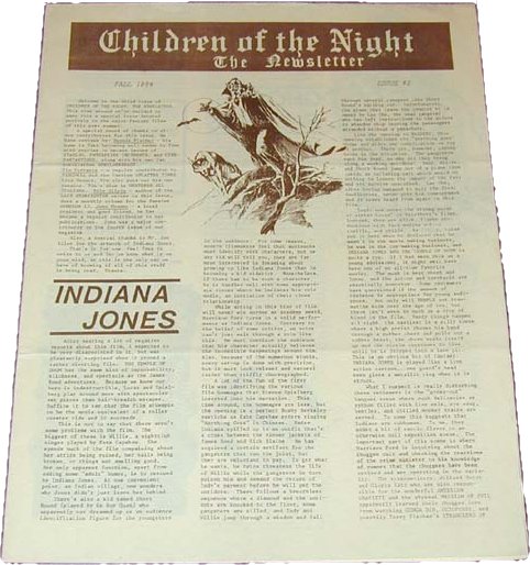 CHILDREN OF THE NIGHT magazine side cover  Newsletter # 3  