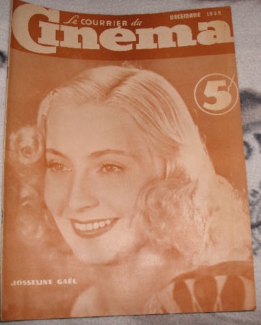 COURRIER DU CINEMA |LE magazine side cover December 1939