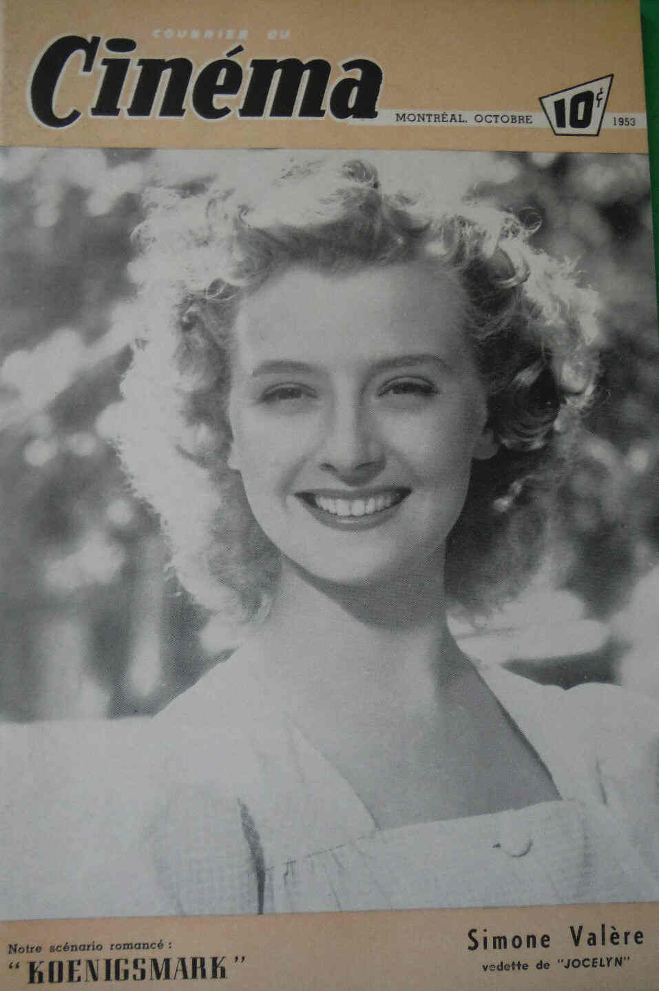 COURRIER DU CINEMA |LE magazine side cover October 1953