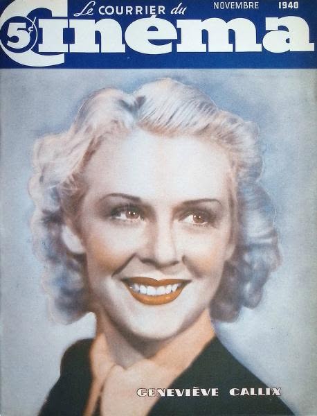 COURRIER DU CINEMA |LE magazine side cover  November 1940
