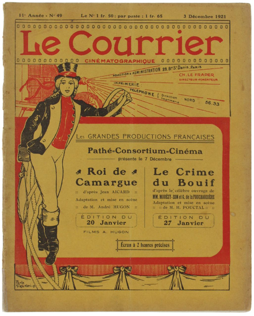 COURRIER CINEMATOGRAPHIQUE | LE magazine side cover Issue 49 3 December 1921