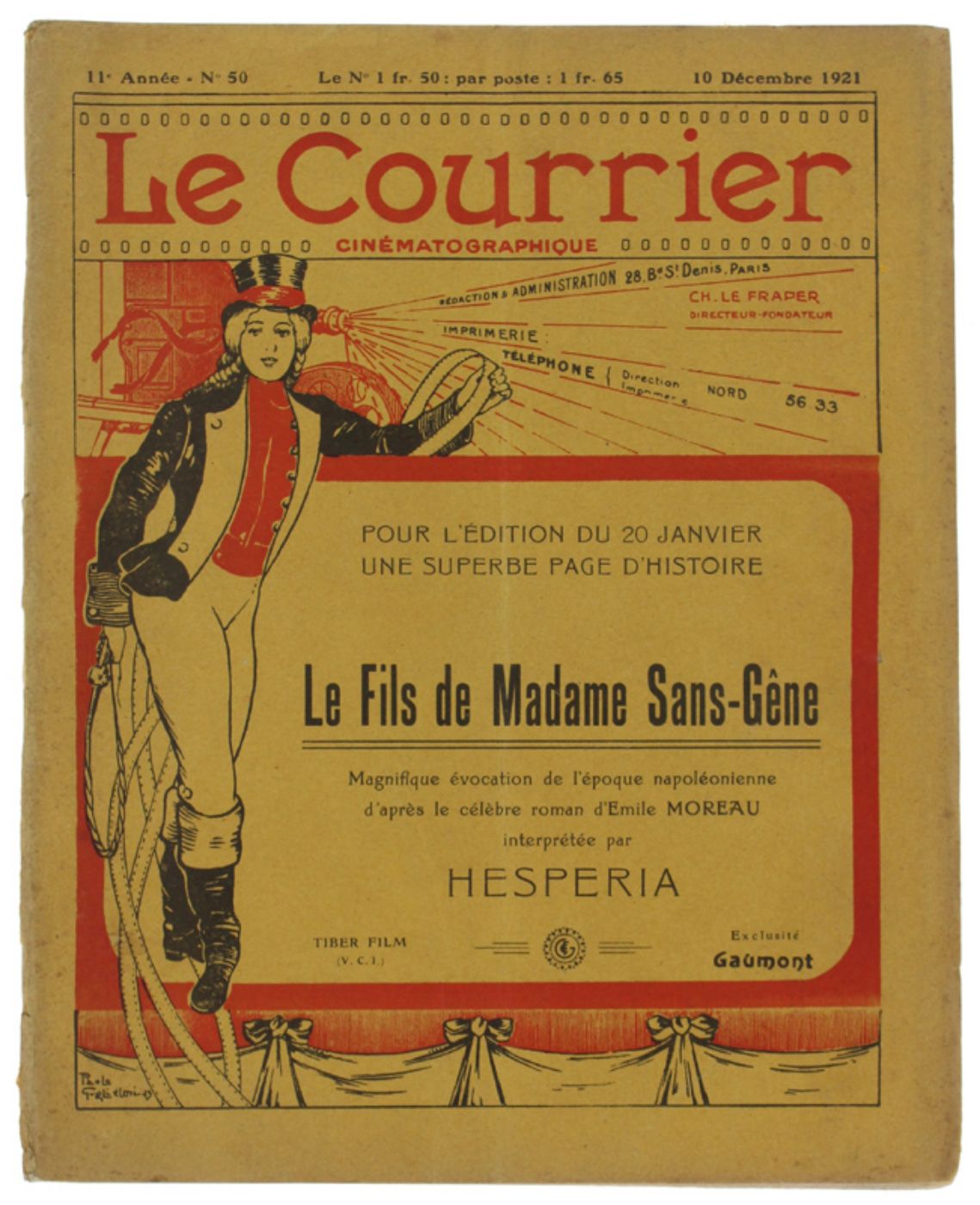 COURRIER CINEMATOGRAPHIQUE | LE magazine side cover Issue 50 10 December 1921