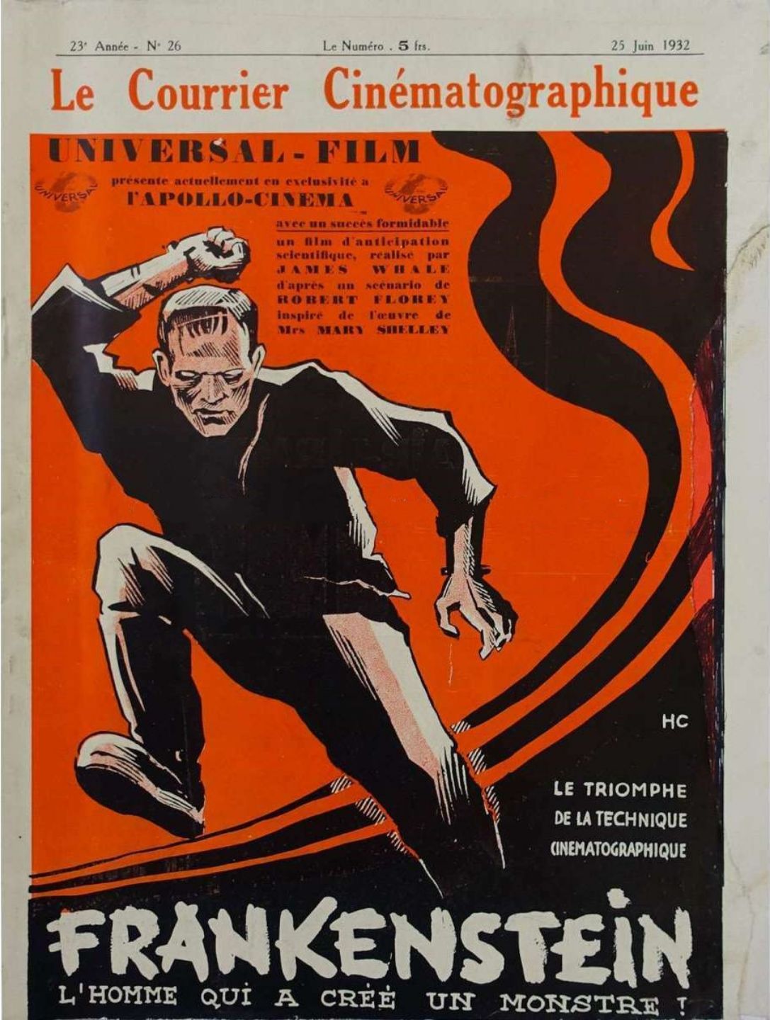 COURRIER CINEMATOGRAPHIQUE | LE magazine side cover Issue 26 25 June 1932
