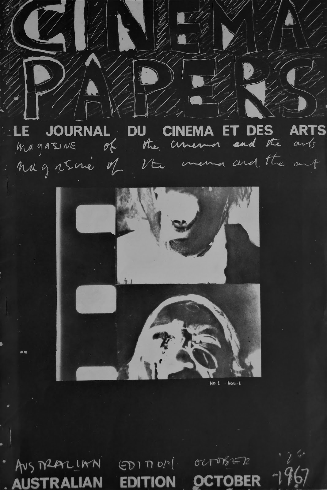 CINEMA PAPERS (69-70) magazine side cover Issue 1  Vol 1 No  1   1967