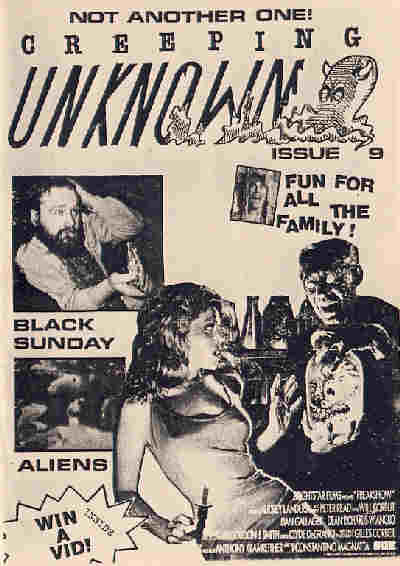 CREEPING UNKNOWN magazine side cover Issue 9 March/April 1989