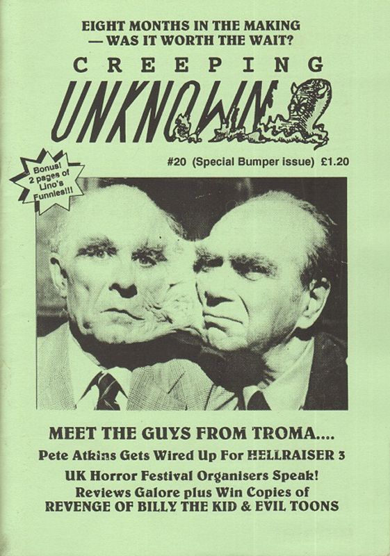 CREEPING UNKNOWN magazine side cover Issue 20 14 June 1991