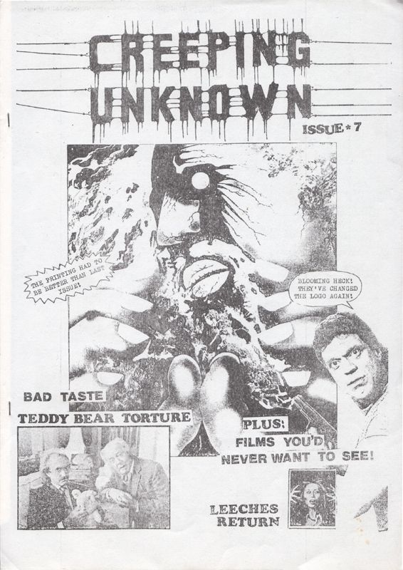 CREEPING UNKNOWN magazine side cover Issue 7 November 1988