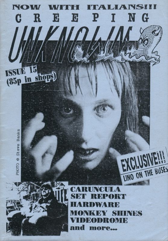 CREEPING UNKNOWN magazine side cover Issue 15 September/October 1990