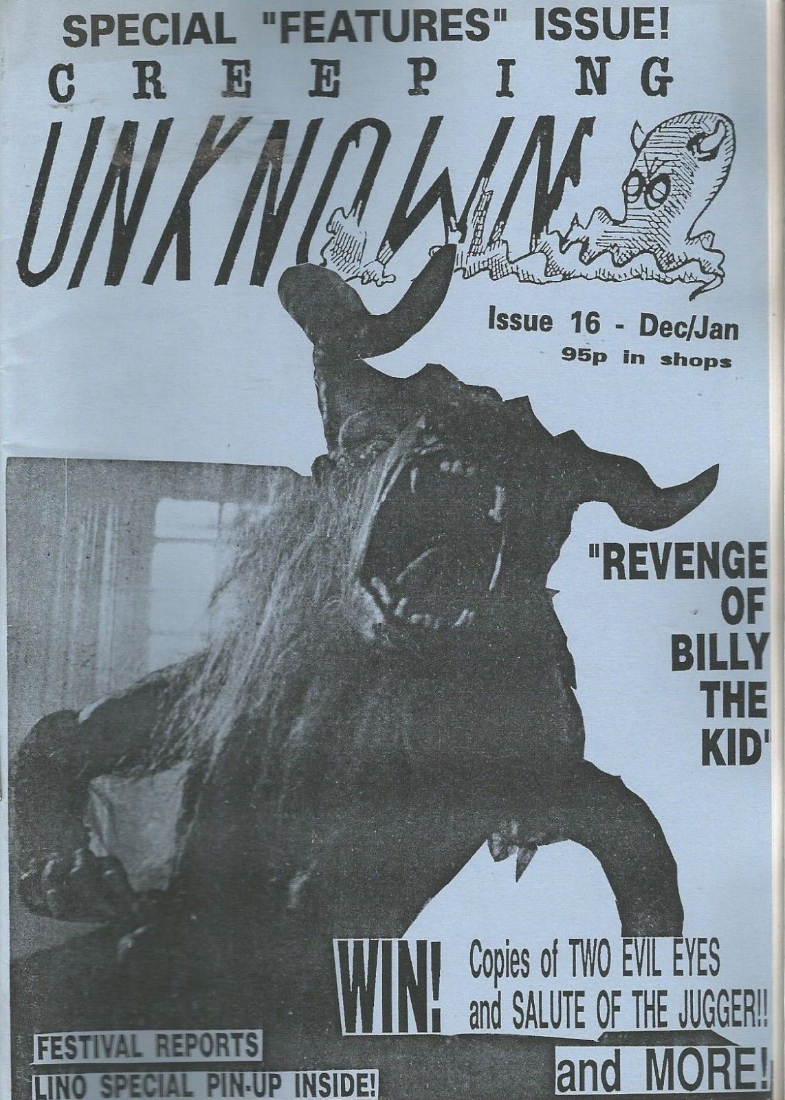 CREEPING UNKNOWN magazine side cover Issue 16  1991