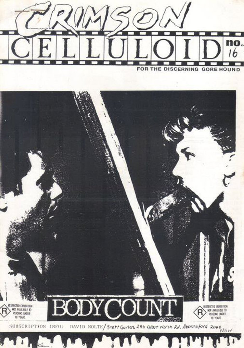 CRIMSON CELLULOID magazine side cover Issue 16   1989
