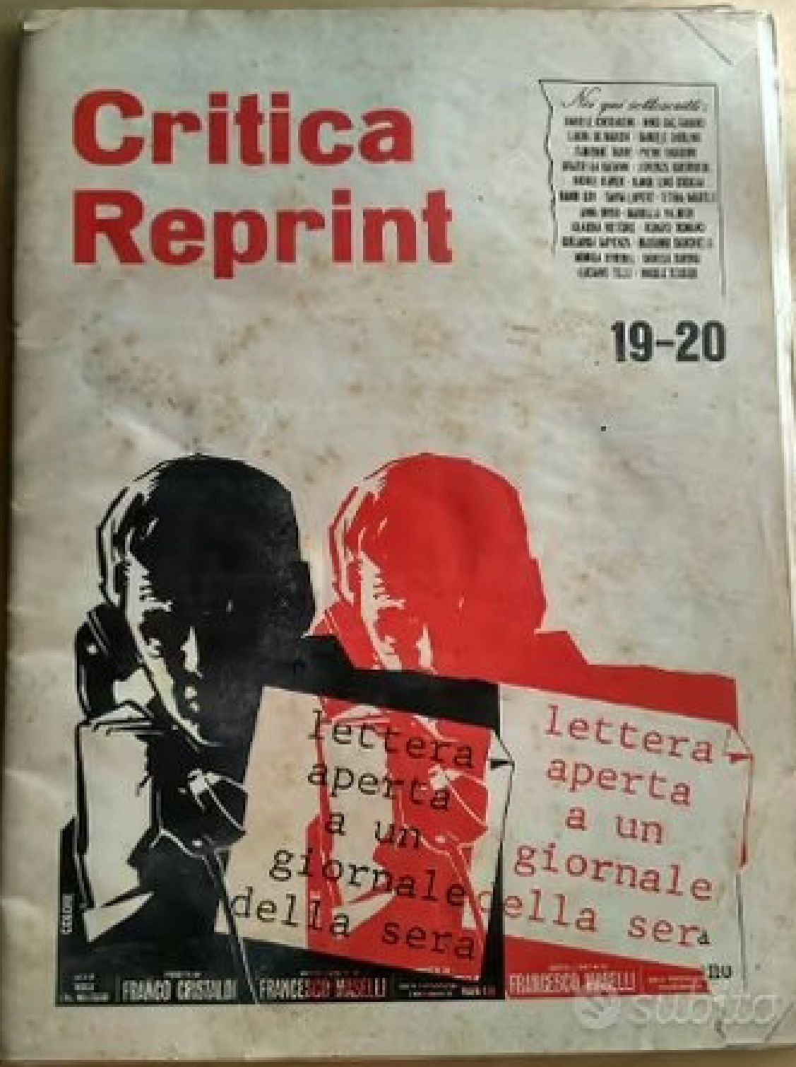 CRITICA REPRINT magazine side cover Issue 19-20 30 November 1970