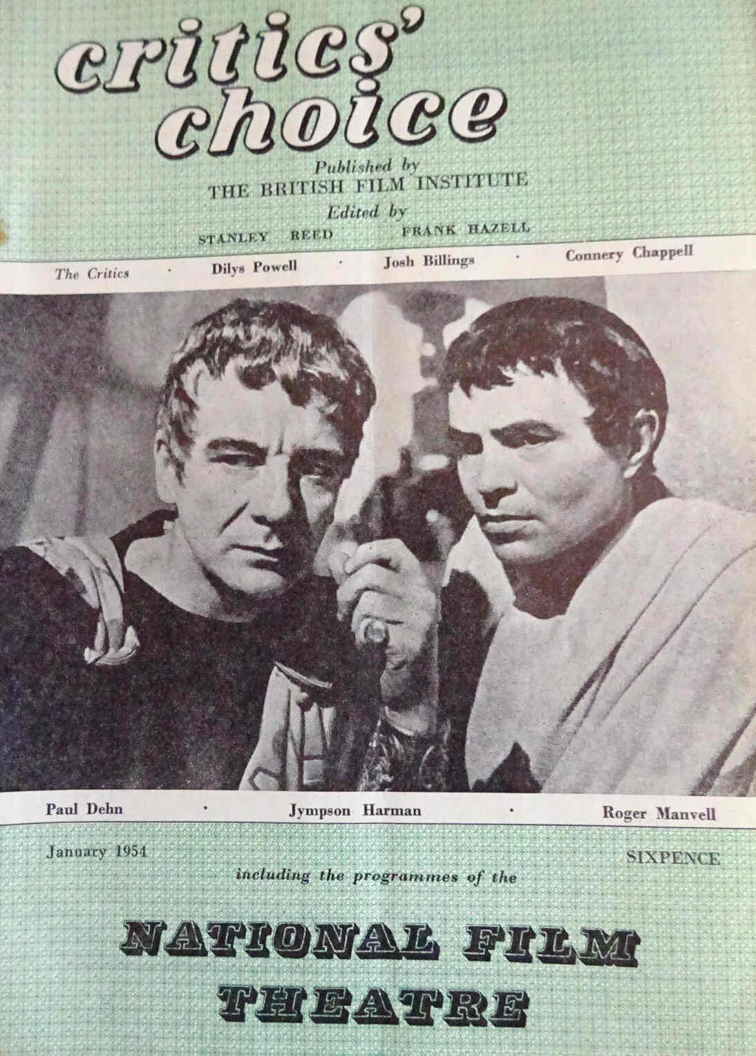 BFI SOUTHBANK GUIDE magazine side cover January 1954