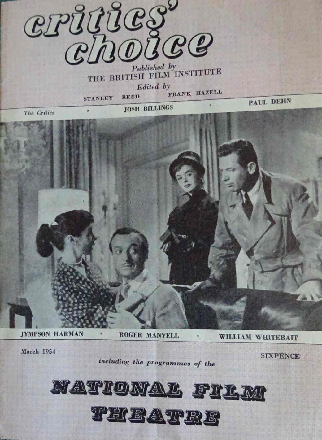 BFI SOUTHBANK GUIDE magazine side cover March 1954