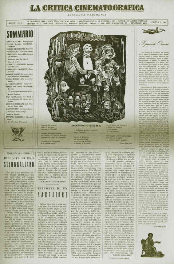 CRITICA CINEMATOGRAFICA | LA magazine side cover Issue 5 10 December 1946