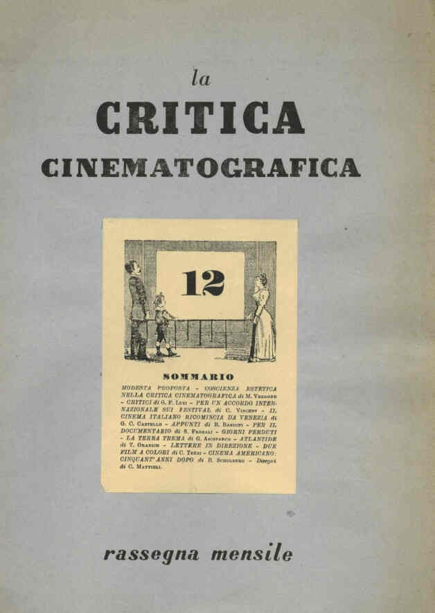 CRITICA CINEMATOGRAFICA | LA magazine side cover Issue 12 November 1948